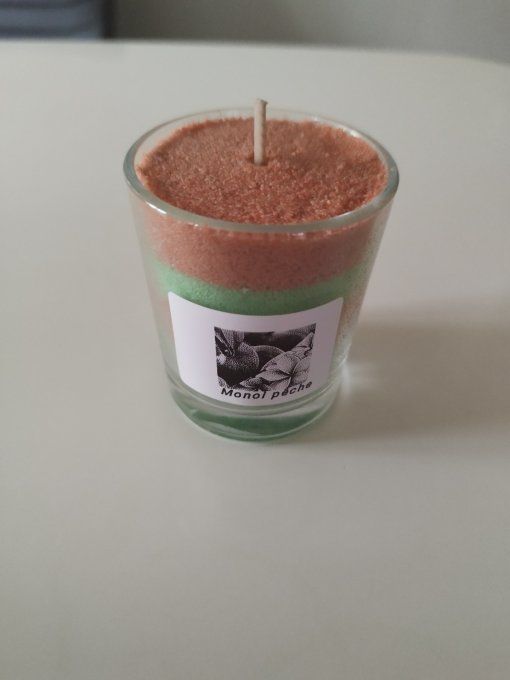 monoi pêche 50 g 92 % de stéarite 7% parfum 1% colorant